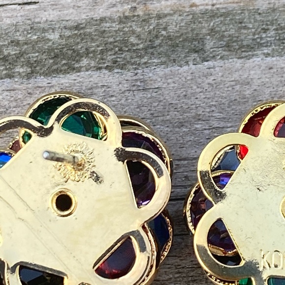 Sparkling multicolor floral fashion earrings gold plated - Picture 12 of 12